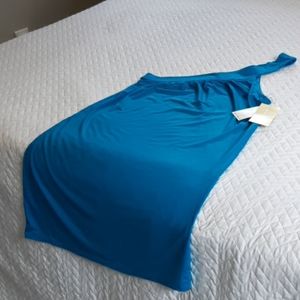 Turquoise Trina Turk one shoulder swim coverup